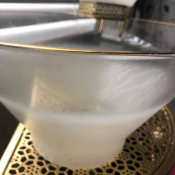 Vintage MCM Blendo White Frosted 3 Piece Chip & Dip Bowl Set with Holder - Picture 5 of 6